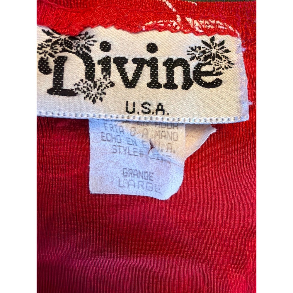 Vintage 90s Divine Red Rose Floral Print Short Sleeve Top Women's Large0s - Picture 2 of 4